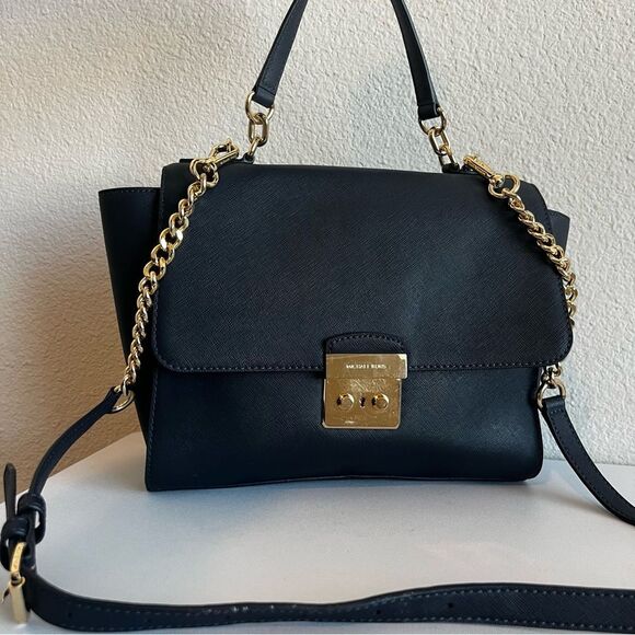 MICHAEL KORS Blue Selma Mercer Raven Bedford Chain Satchel Crossbody - Picture 4 of 13